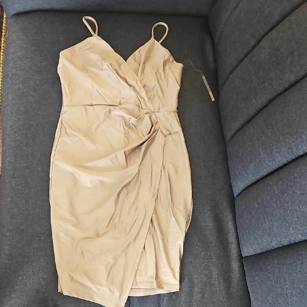 Elegant Beige/Champaign Wrap Dress